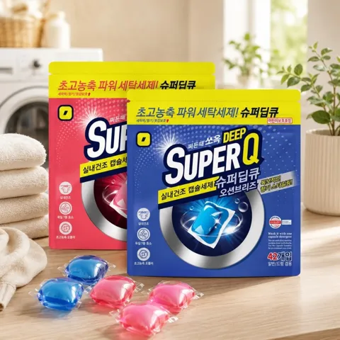 슈퍼딥큐 캡슐세제 오션브리즈 42개+플라워코튼 42개 6,480원 (무료)