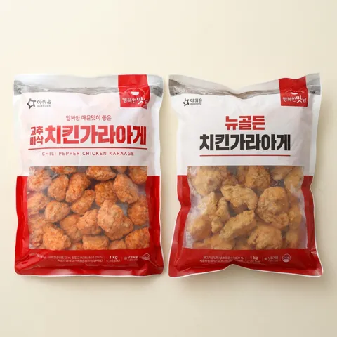 아워홈 뉴골든 치킨가라아게 1kg + 고추 바삭 치킨가라아게 1kg, 1세트 16,570원 (무료)