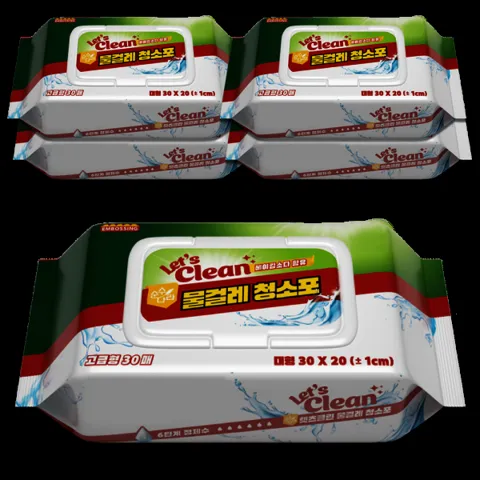 렛츠클린 물걸레청소포 대형 5팩/총150매(팩당30매)
