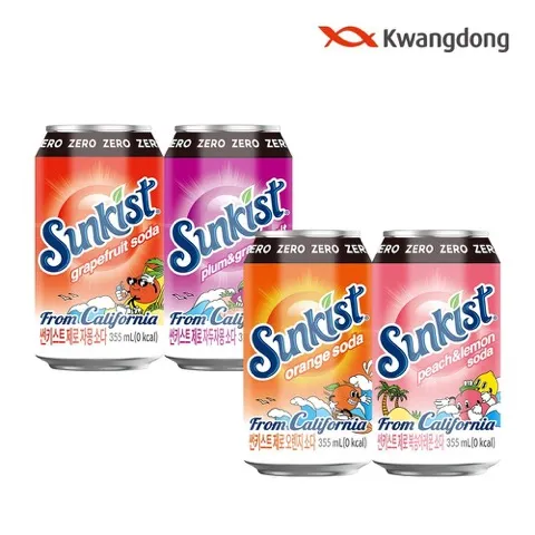 썬키스트 제로 소다 355ml 4종 48입