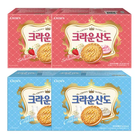 크라운산도 딸기 2개+크라운산도 스윗밀크 2개