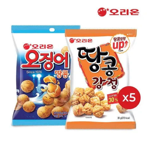 오리온 땅콩강정 5개 + 오징어땅콩 5개