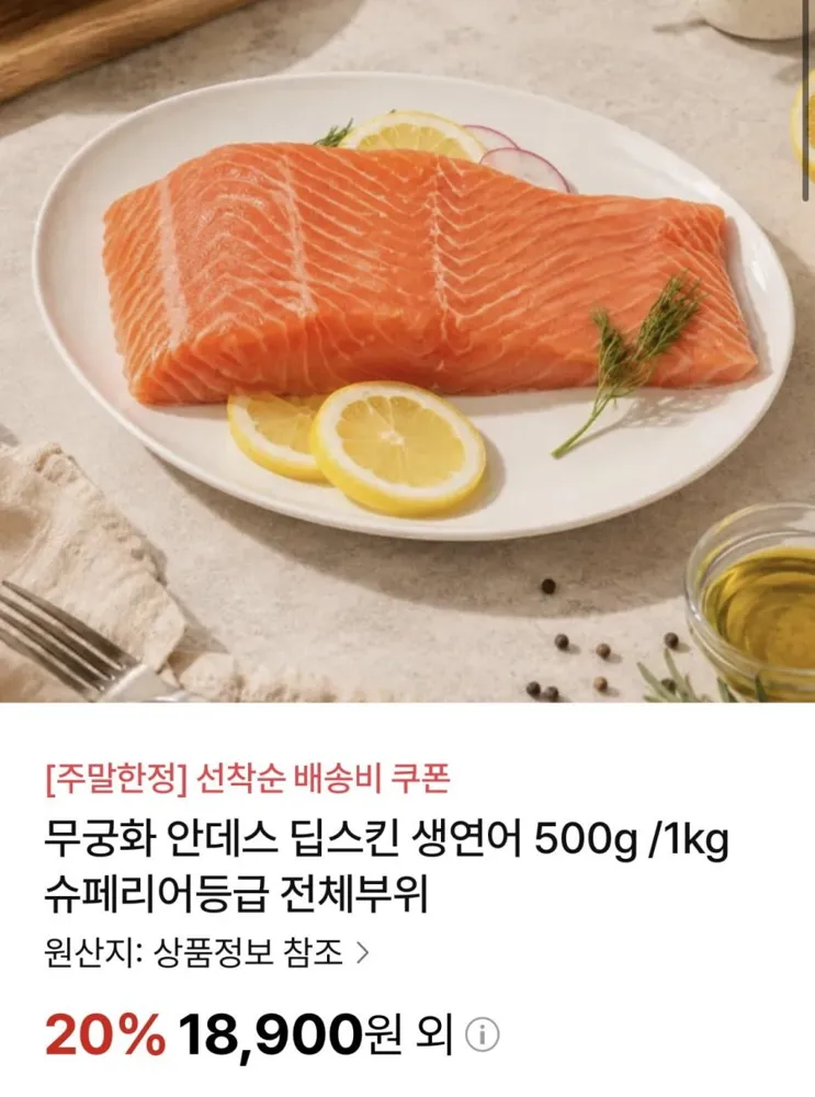 [NS홈쇼핑] 딥스킨 생연어 500g (18,900원/무료)