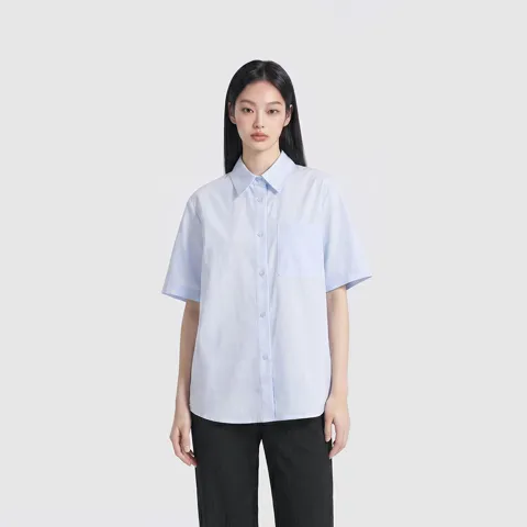 폴햄 여성 포플린 반팔 오버핏 셔츠