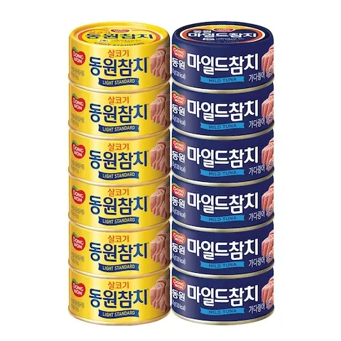 동원 라이트스탠다드참치 85g 6캔+마일드참치 90g 6캔