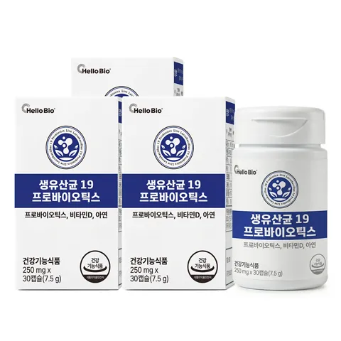 헬로 바이오 생유산균 19 프로바이오틱스, 30캡슐, 3개 75%할인,