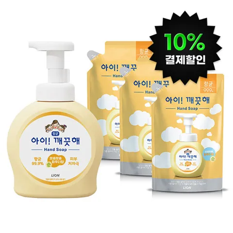 아이깨끗해 핸드워시 본품 490ml + 리필 450ml 3개