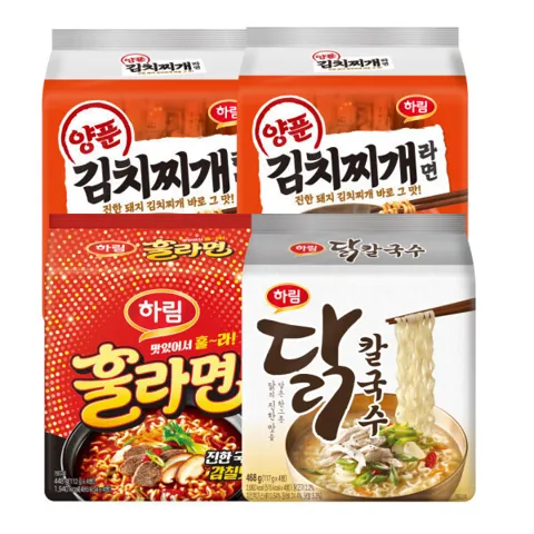 하림 양푼김치찌개 8입+훌라면 4입+닭칼국수 4입