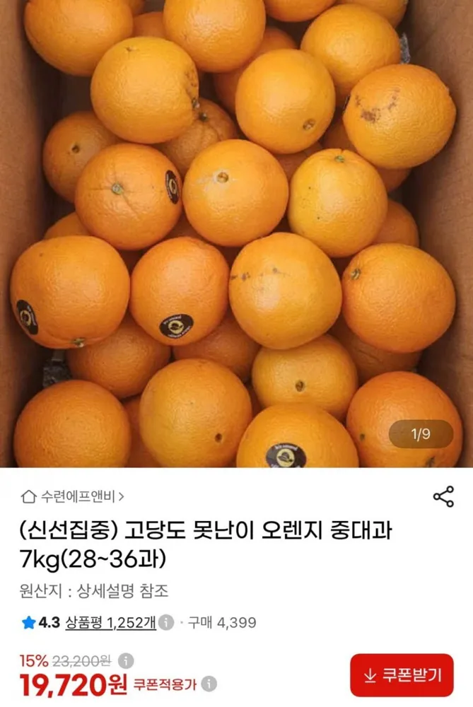 [G마켓] 호주산 못난이 오렌지 7kg (19,720원/무료)