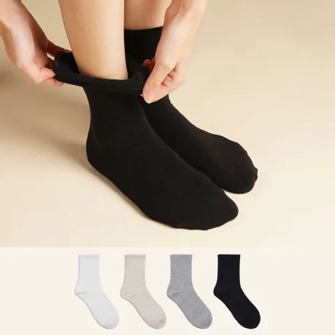 삭피엔스 무압박 밴드 여자/남자 무지 중목 양말 8팩