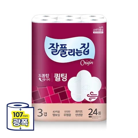 잘풀리는집 3겹 퀼팅 광폭 화장지 30m*24롤
