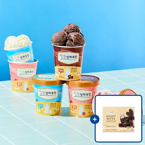 상하목장 아이스크림 파인트 474ml 3개입 + 하트바이트 증정