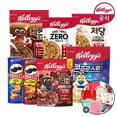 첵스초코딸기크런치350g+콘푸로스트600g+캐릭터파우치