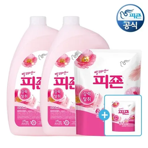 피죤 섬유유연제 3.1L 용기 2개+2.3L 리필 1+1개