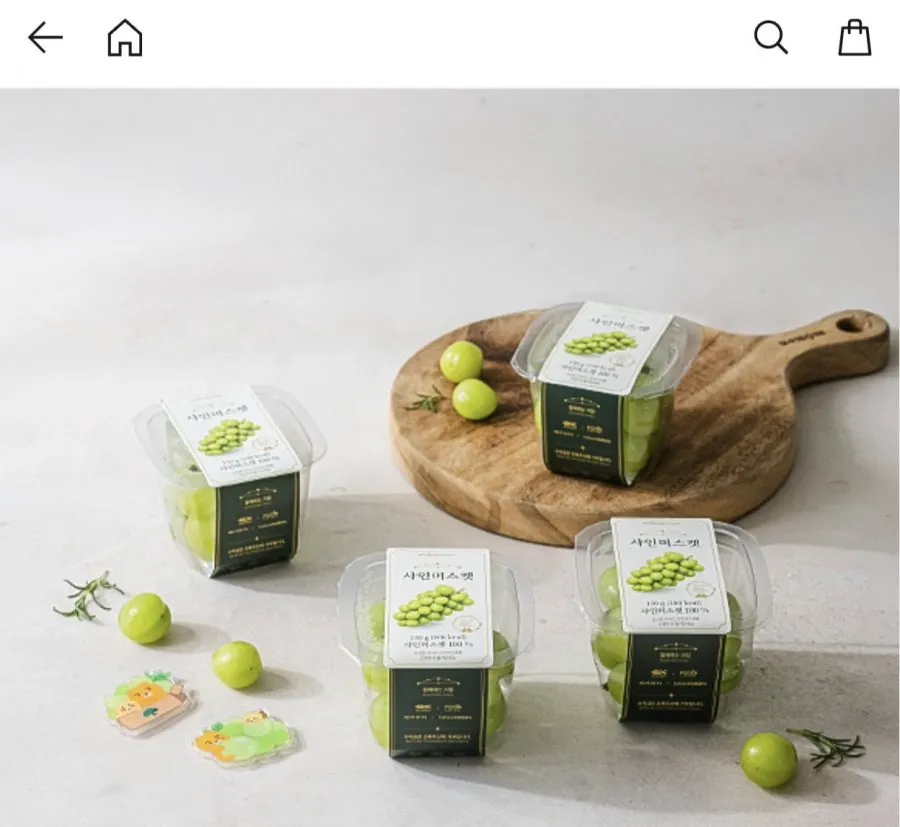 [카카오메이커스] 김천 샤인머스캣 컵과일 150g x 4팩 (+춘식이 마그넷 2종 증정) (11,685원/무료)