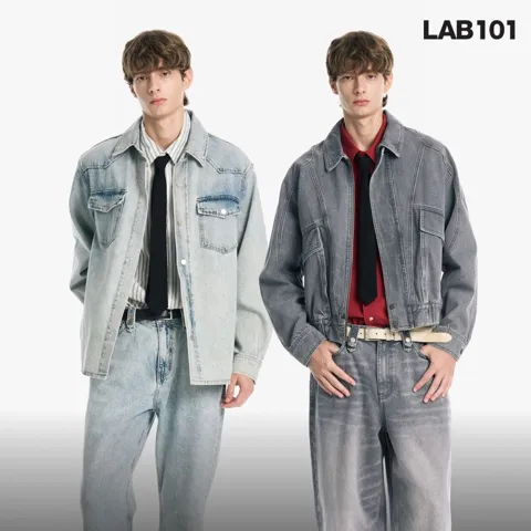 랩원오원 생지 와이드 데님 팬츠 (DARK BLUE)