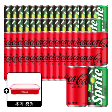 코카콜라 제로+스프라이트 제로 190ml 총 60캔 (2박스)