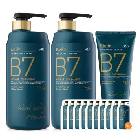 B7약산성 샴푸 1L 2개+200ml+10매+바디로션 200ml