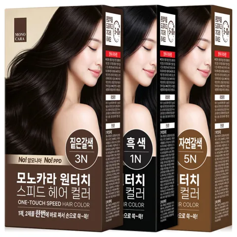 모노카라 원터치 스피드 헤어 컬러 새치염색 2개입 1박스