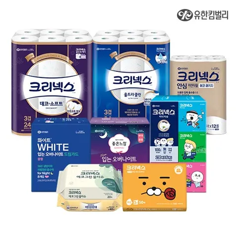 크리넥스 3겹 데코 28m 24롤 2팩 토스경로