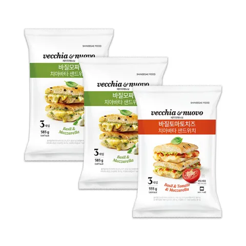 베키아에누보 치아바타 샌드위치 바질모짜6입 + 바질토마토치즈 3입