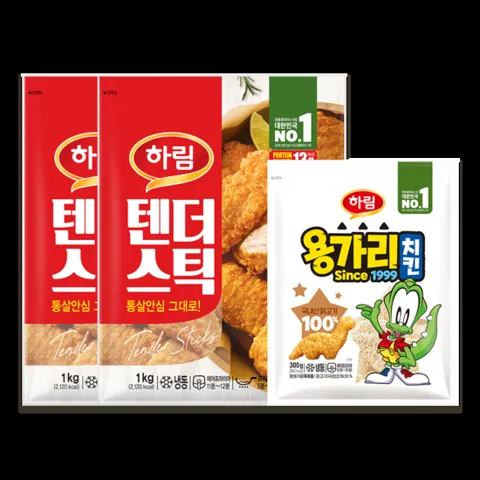 하림 텐더스틱 1kg 2팩 + 용가리치킨 300g 1팩