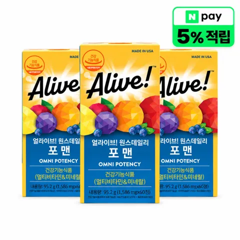얼라이브 원스데일리 포맨 멀티비타민 60정, 3개+사은품 (멤버십)