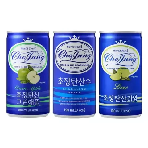 초정탄산수 190ml 60캔 (플레인/그린애플/라임 택2)