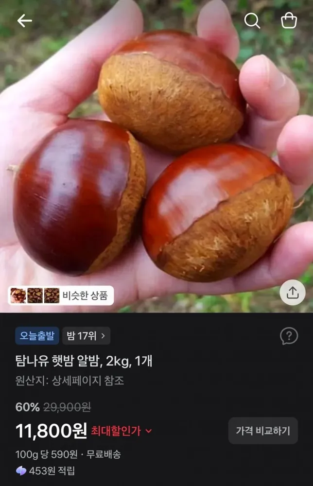 [토스] 햇밤 알밤 2kg (11,800원/무료)
