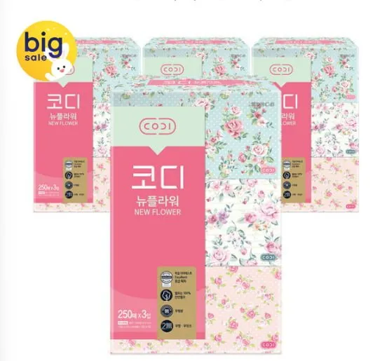 [G마켓] 코디 뉴플라워 각티슈 250매 12개(17,580원/ 무배)