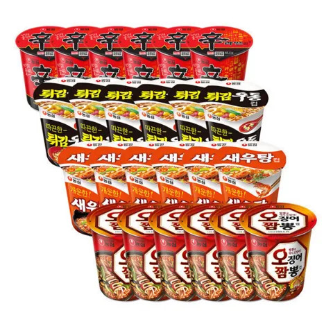 신라면+튀김우동+새우탕+오짬뽕 6입4개(총24개)