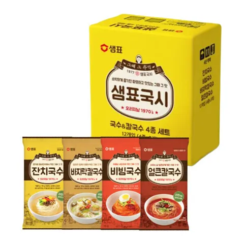 샘표 국수 칼국수 4종 12개 기획세트 / 잔치3+비빔3+바지락3+얼큰3