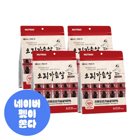 순수원물브러쉬 강아지 육포 간식 오리가슴살 10개입 4팩