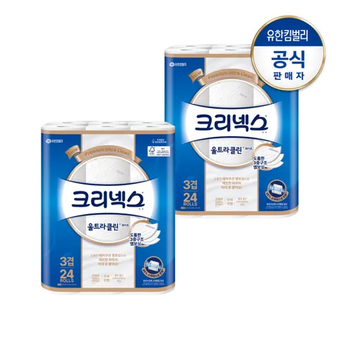 크리넥스 울트라클린 25M,24롤X2팩