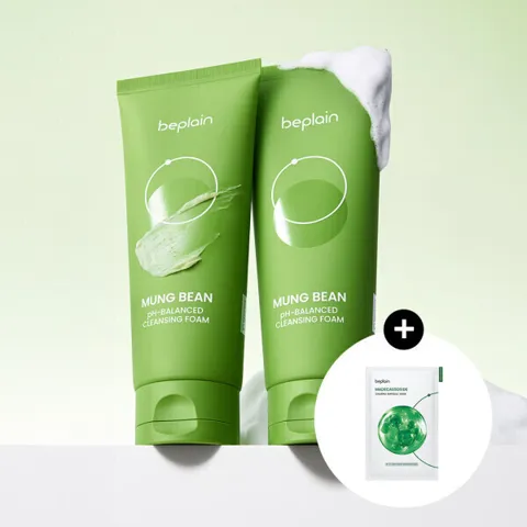 비플레인 녹두 약산성 클렌징폼 160ml 2개 +마스크 1매