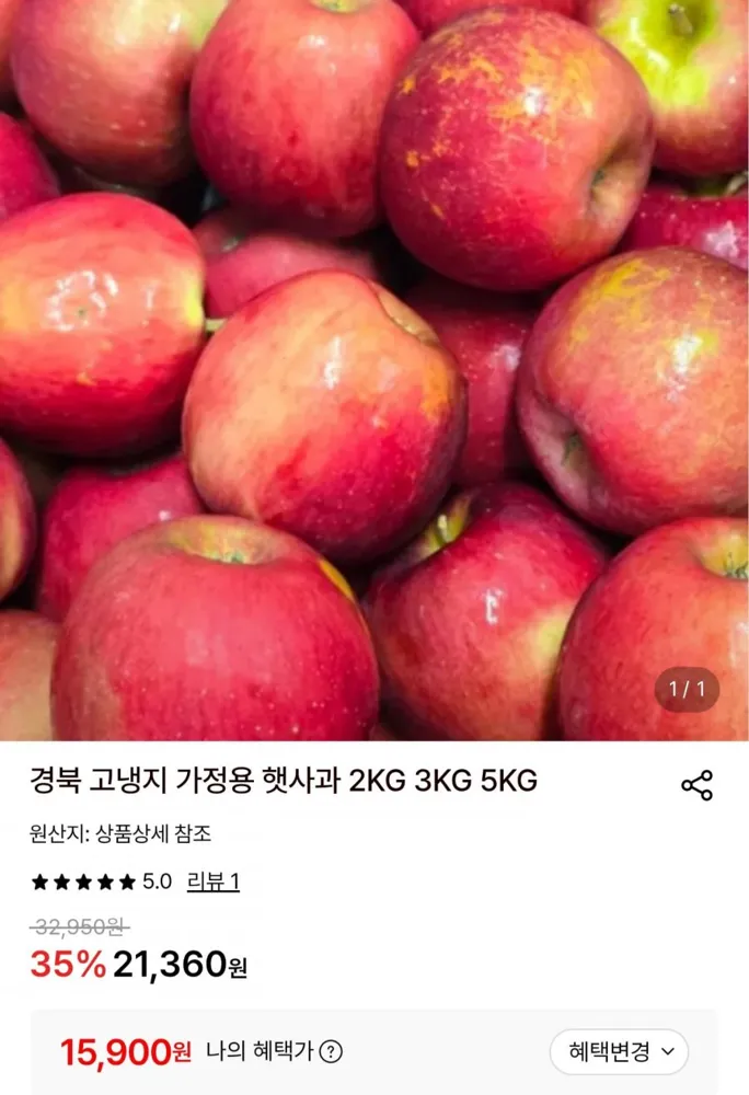 [롯데온] 경북 고냉지 햇사과 3kg 상등급 (15,900원/무료)