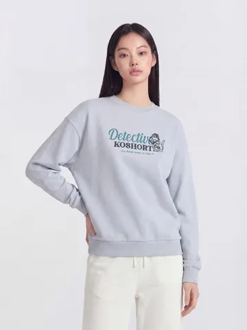 폴햄 여성 코숏 플리스 그래픽 맨투맨