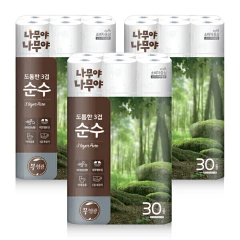 나무야나무야 도톰한 3겹 화장지 27m30롤 3팩