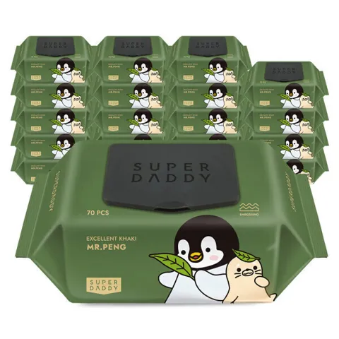 슈퍼대디 82평량 미스터펭 아기 물티슈 캡형 70매 20팩
