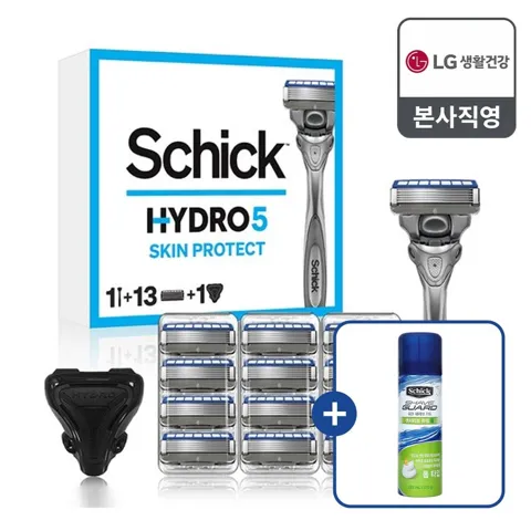 쉬크 하이드로5 스킨프로텍트 면도기 기획팩 (핸들1+날13입+커버1) + 폼증정