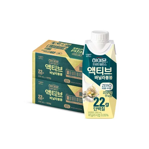 하이뮨 프로틴 밸런스 액티브, 바닐라봉봉, 제로, 250ml, 18개, 2박스