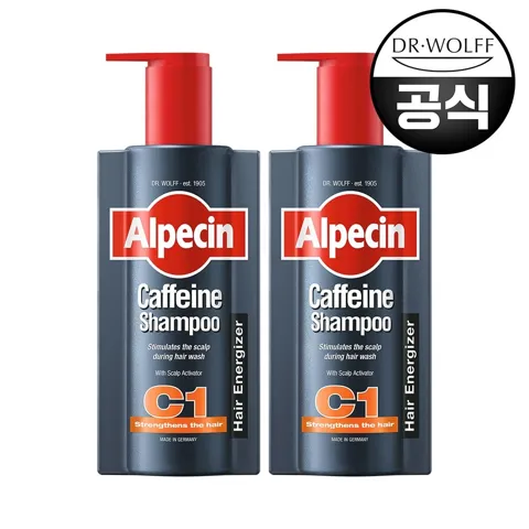 알페신 카페인샴푸 C1 600ml (펌프형) 2개+두피브러쉬