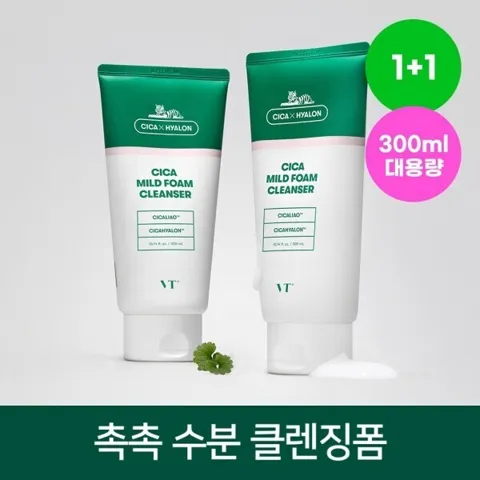 VT 대용량 시카 폼 클렌저 1+1 300ml x2 (민감성 클렌징폼)