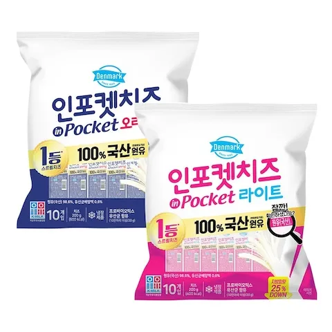 덴마크 인포켓치즈 (오리지널/라이트) 2종 20g x 30개