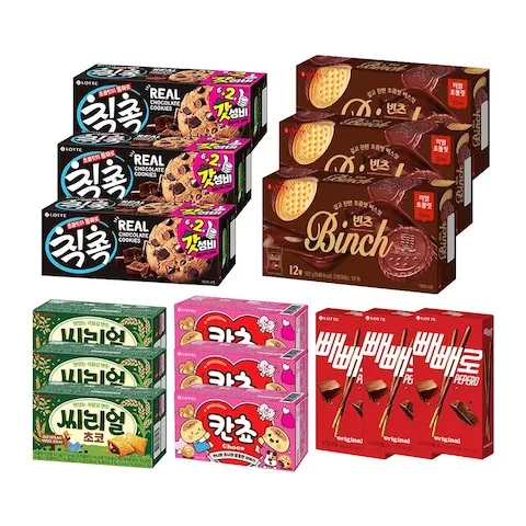 롯데 빈츠3 + 씨리얼3 + 칙촉3 + 칸쵸3 + 빼빼로3