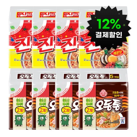 오뚜기 진라면 매운맛 120g 20개+오동통면 120g 20개