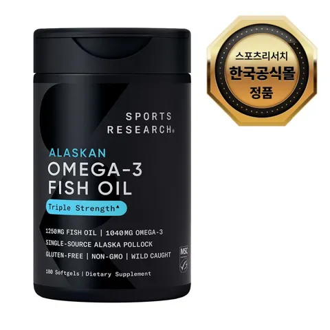 스포츠리서치 알래스카산 오메가3 피쉬오일 트리플 스트렝스 소프트젤 180정 2통