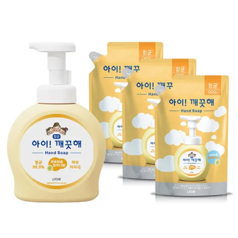 아이깨끗해 핸드워시 본품 용기 490ml 본품 용기 1개+450ml 리필 3개