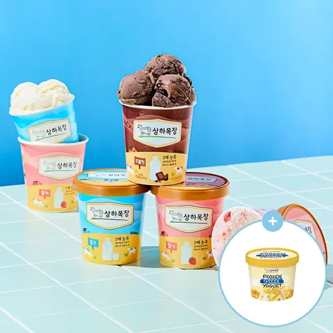 상하목장 아이스크림 파인트 474ml 3개입+그릭요거트 1개 증정
