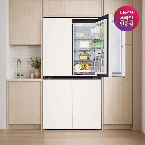 LG 4도어 냉장고 1등급 베이지 T876MEE111 870L